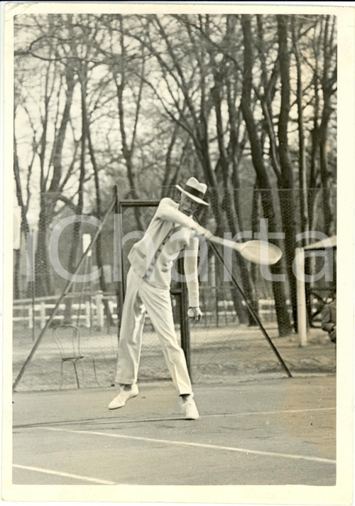 Fotografia d epoca originale 1934 PARIS Gustavo V di SVEZIA gioca a tennis al parco di PRECATELAN Foto 4 1