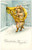 1927 - Gluckliches Neujahr - Pig playing a trombone - DAMAGED Postcard  Cartolina postale d'epoca, viaggiata.CONDIZIONI: VP (profonda piegatura orizzontale)FORMATO: FP    originale e autentica 1