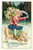 1912 - BONNE ANNÉE - Little girl riding a pig - Embossed postcard  Cartolina postale d'epoca, viaggiata, in rilievo.CONDIZIONI: GFORMATO: FP    originale e autentica 1