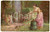1915 Artist HANS ZATZKA - Woman watering Cupid - Postcard  Cartolina postale d'epoca, viaggiata.CONDIZIONI: F (abrasioni angolari e minime mancanze di pellicola ai lati).FORMATO: FP    originale e autentica 1