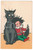 1920 ca Artist M. MUNK - Cat and clown (3) Postcard M. M. VIENNE 665 WATERCOLOUR  Cartolina postale d'epoca, acquerellata, non viaggiata.CONDIZIONI: GFORMATO: FP    originale e autentica 1