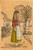 Cartolina originale da collezione 1980 ca CALABRIA Costumi calabresi  Donna con velo Cartolina postale in SUGHERO 1