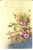 Cartolina originale da collezione 1920 ca FRANCIA Cartolina augurale con fiori COLORATA A MANO FP 1