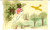 Cartolina originale da collezione 1920 ca FRANCIA Cartolina augurale con fiori e aeroplano DIPINTA A MANO FP 1