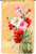 Cartolina originale da collezione 1920 ca FRANCIA Un mazzolino di fiori rossi e bianchi Cartolina DIPINTA A MANO 1