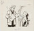 Stampa, bozzetto originale 1955 ca IL VITTORIOSO ? Maestra sgrida scolaro Illustrazione ORIGINALE 15x14 cm 1