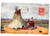 Cartolina originale da collezione 1914 NATIVE AMERICANS A Ute courtship Postcard VINTAGE ILLUSTRATED FP VG 1