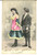 Cartolina originale da collezione 1905 COSTUMI Approccio di un damerino a una giovane donna Cartolina VINTAGE 1