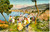Cartolina originale da collezione 1940 ca SORRENTO NA Panorama con tarantella ILLUSTR. 1