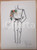 1990 ca MODA MILANO Gianni TOLENTINO Bozzetto costume soldato *AUTOGRAFO Bozzetto originale, autografo, realizzato a pennarello e pastello, di mano dello stilista Gianni Tolentino.Su carta. GOOD/buono  Formato: 24x33 cm originale e autentica 1