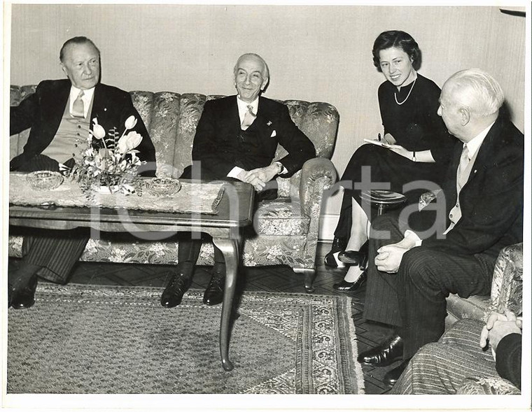 1956 BONN Incontro tra Antonio SEGNI Konrad ADENAUER Theodor HEUSS *Foto 21x16