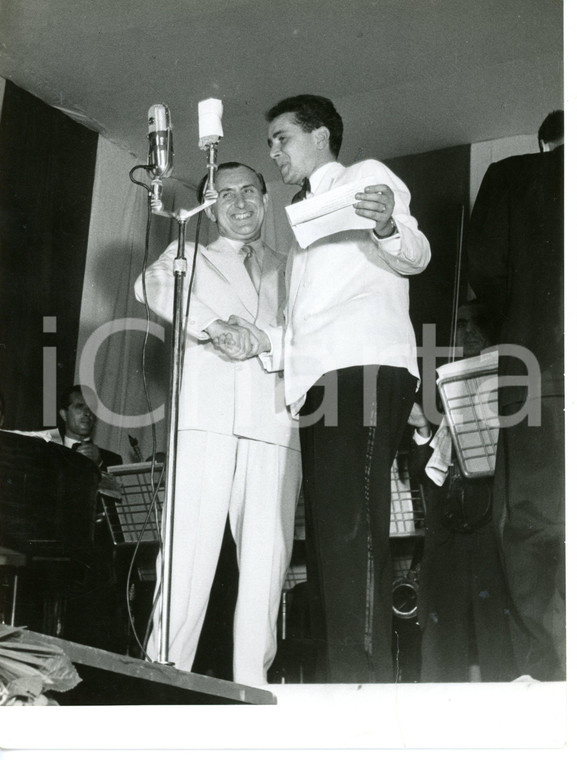 1954 GENOVA Festival Canzone Francese - Enzo TORTORA con Nello SEGURINI *Foto