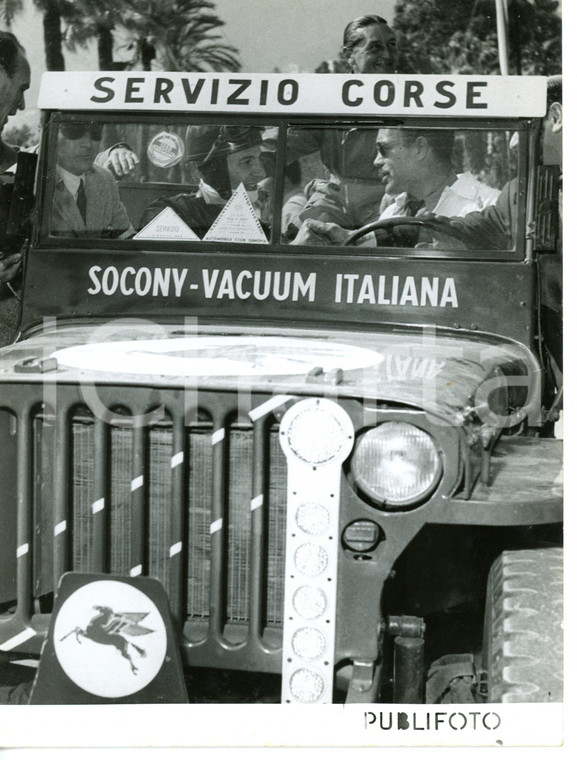 1955 CIRCUITO OSPEDALETTI Enrico LORENZETTI in jeep - Pubblicità SOCONY-VACUUM