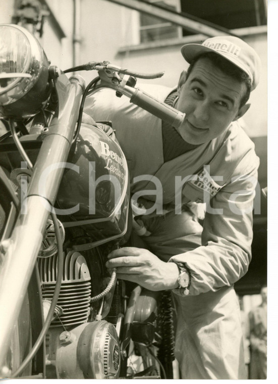 1954 MOTOCICLISMO Leopoldo TARTARINI su moto BENELLI "Leoncino" *Foto 13x18 cm