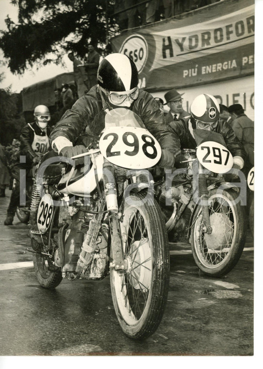 1955 ca MOTOGIRO D'ITALIA - MORINI Franco FRANCESCHINI alla partenza *Foto 13x18