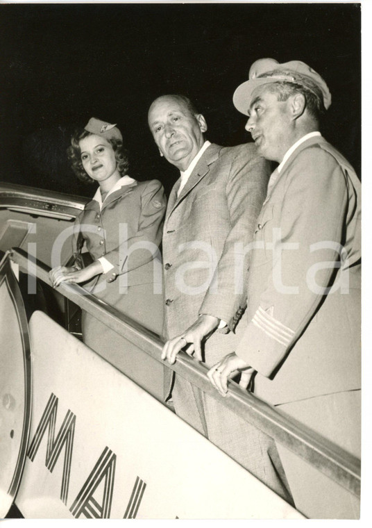 1956 MILANO MALPENSA Capitano Piero CALAMAI in partenza per New York *Foto 13x18