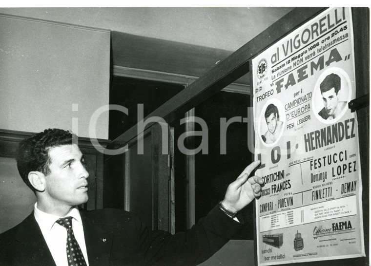 1956 MILANO - PUGILATO Cartellone incontro Duilio LOI - Jose HERNANDEZ *Foto