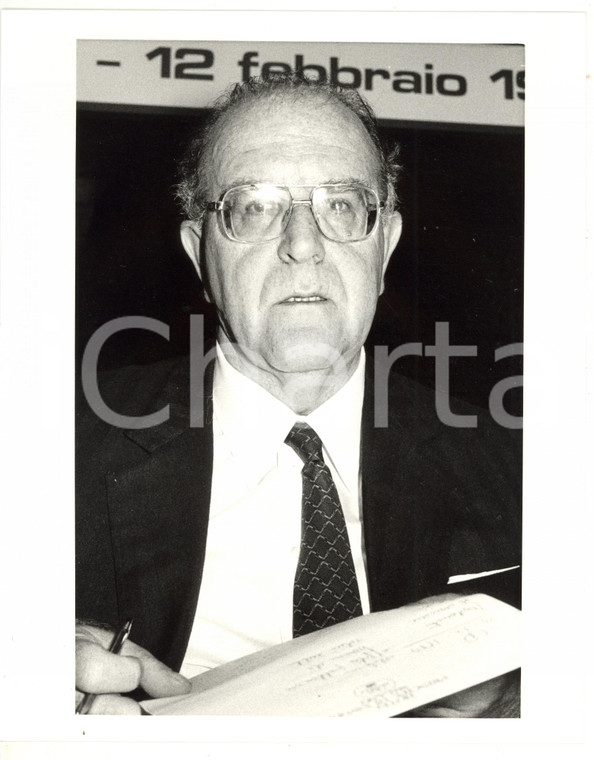 1990 ca CONFINDUSTRIA Franco PIGA durante conferenza *Foto 20x25 cm