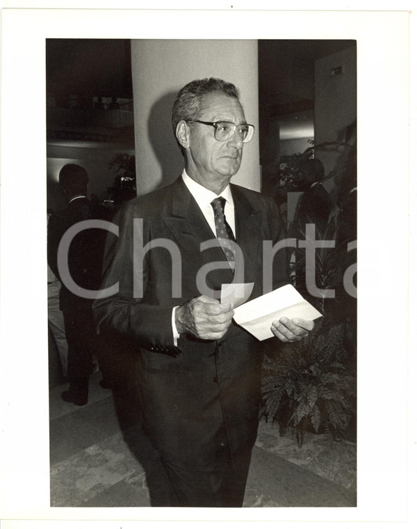 1990 ca CONFINDUSTRIA Cesare ROMITI durante conferenza *Foto VINTAGE 20x25 cm