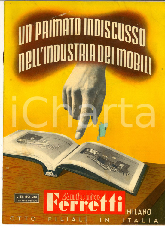 1938 MILANO Ditta Antonio FERRETTI Mobili casa e ufficio - Listino ILLUSTRATO