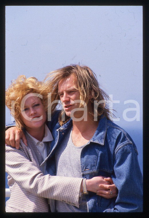 35mm vintage slide* 1988 CANNES Melanie GRIFFITH ritratta con STING (4)