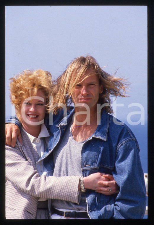 35mm vintage slide* 1988 CANNES Melanie GRIFFITH ritratta con STING (5)
