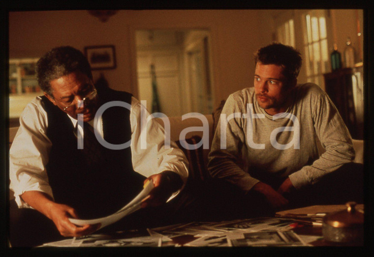 35mm vintage slide* 1995 Film SEVEN - Brad PITT e Morgan FREEMAN in una scena