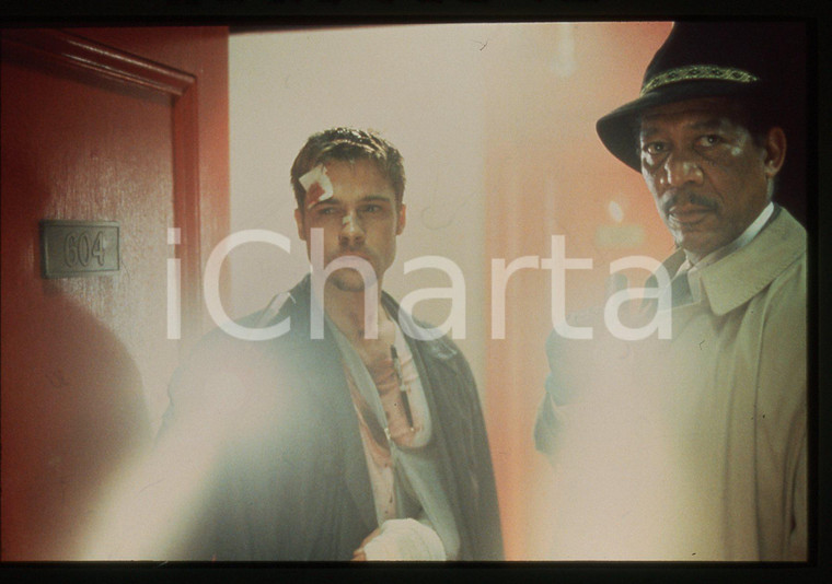 35mm vintage slide* 1995 SEVEN Morgan FREEMAN e Brad PITT in una scena del film