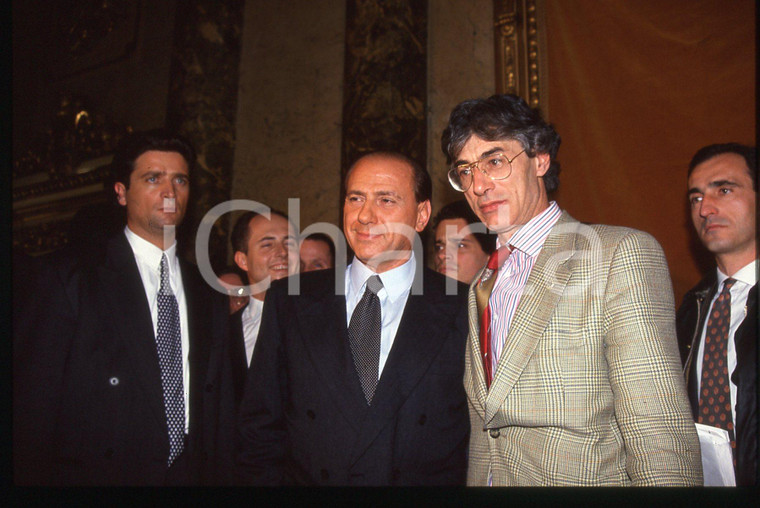 Silvio BERLUSCONI e Umberto BOSSI POLITICA LEGA NORD 1994 * 35 mm vintage slide