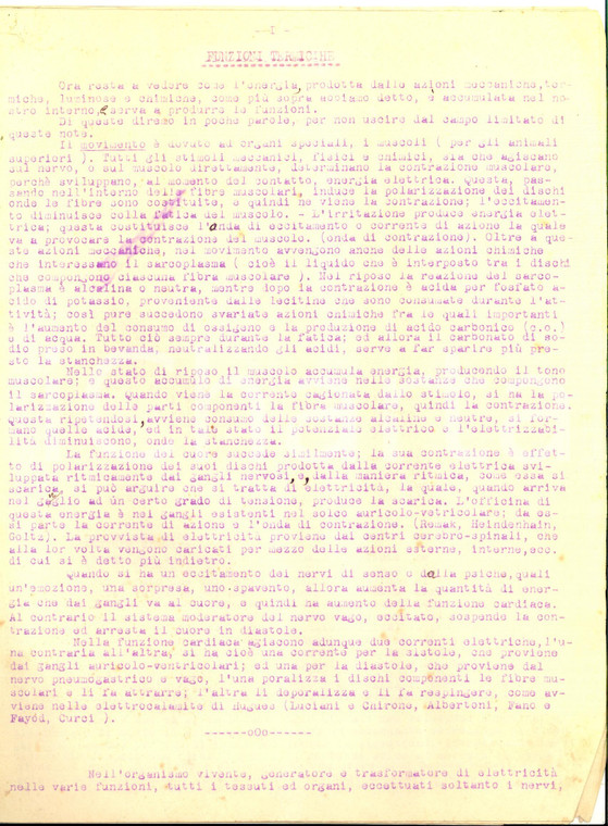 1930 ca Roberto RUSSITANO Funzioni termiche nell'organismo *Dattiloscritto 5 pp.