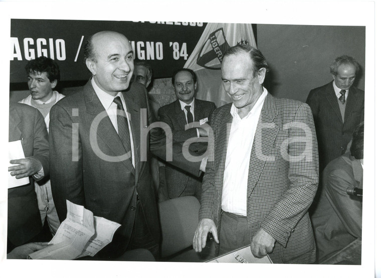 1984 MILANO - DC Ciriaco DE MITA e Giorgio BOCCA durante convegno *Foto 24x18 cm