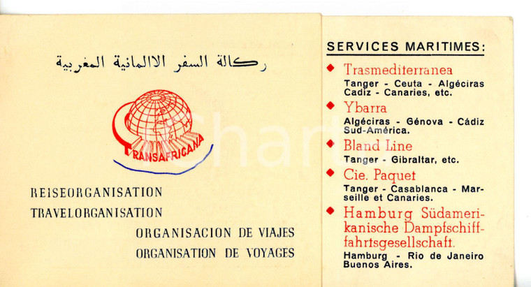 1960 ca TRANSAFRICANA Tours a forfait pour le Maroc *Pieghevole pubblicitario