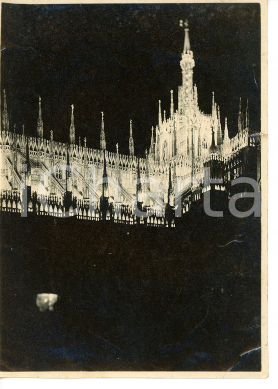 1929 DUOMO DI MILANO Veduta notturna da Palazzo Reale *Foto 12x18 cm