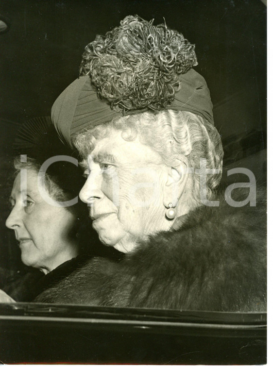 1953 LONDON Portrait of Queen Mary TECK in fur - Fotografia 15x20 cm 