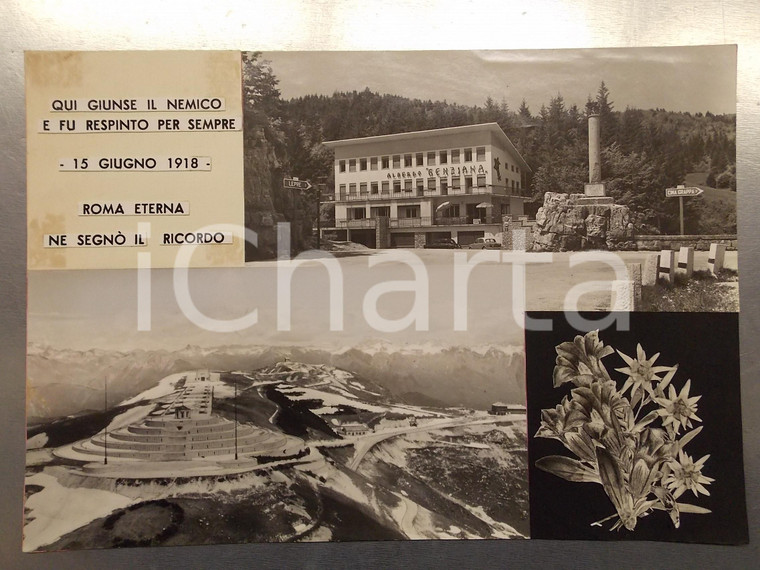 1960 ca MONTE GRAPPA Albergo GENZIANA e Sacrario - Bozzetto per cartolina 38x27