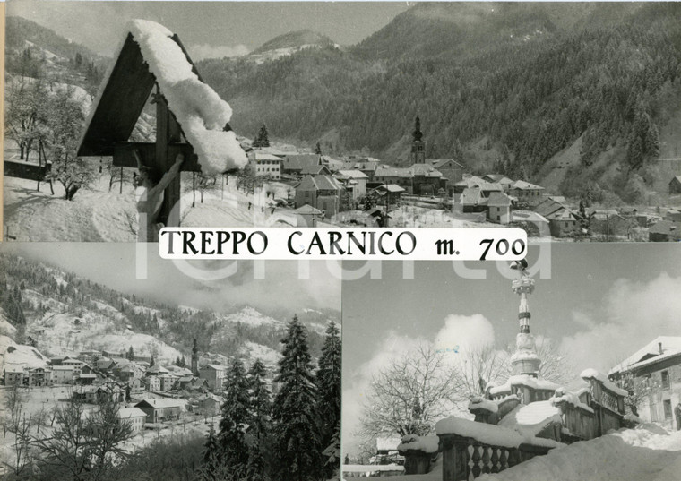 1960 ca TREPPO CARNICO (UD) Panorama invernale *Bozzetto per cartolina 30x20 cm