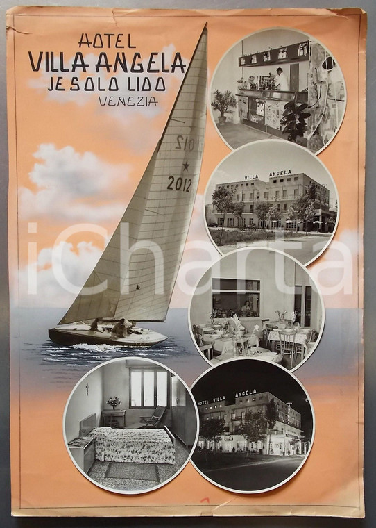 1960 ca JESOLO (VE) Hotel VILLA ANGELA *Bozzetto per cartolina 40x53 cm