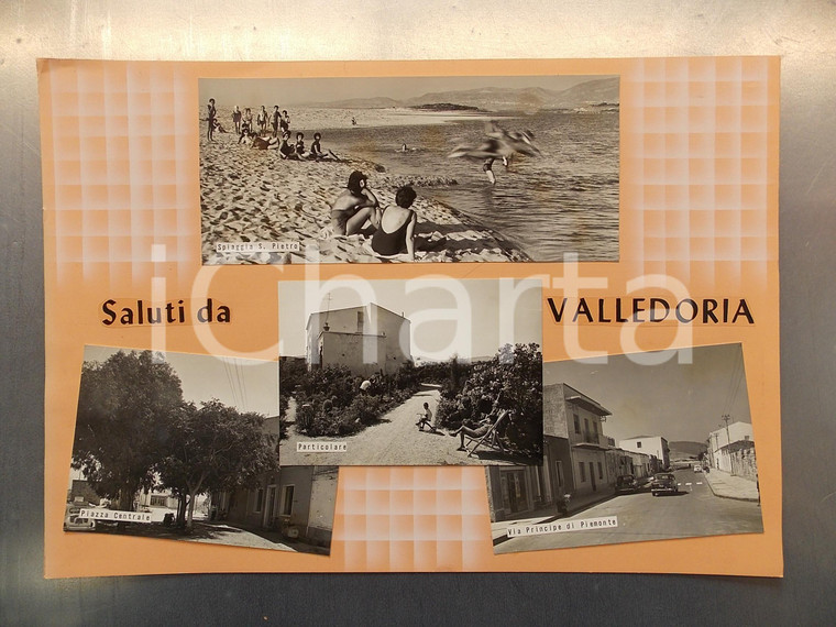 1960 ca VALLEDORIA (SS) Tuffo in spiaggia SAN PIETRO *Bozzetto cartolina 41x29