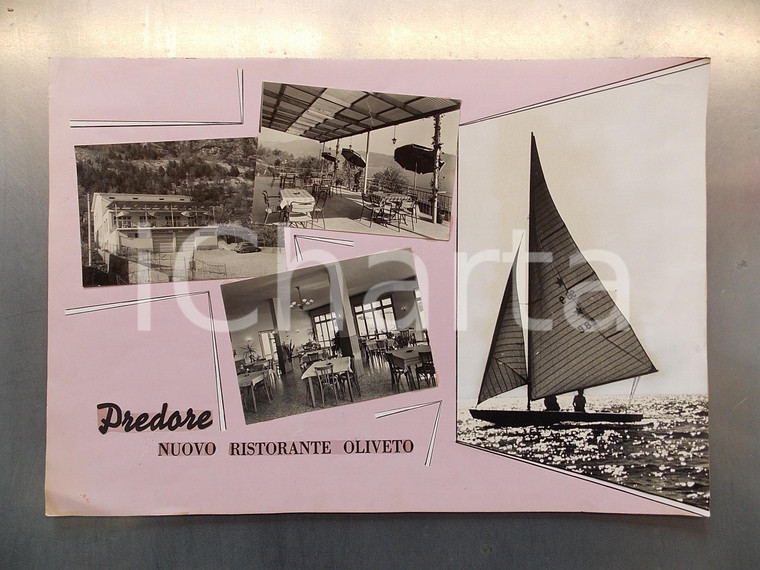 1960 ca PREDORE (BG) Ristorante OLIVETO *Bozzetto per cartolina 48x35 cm