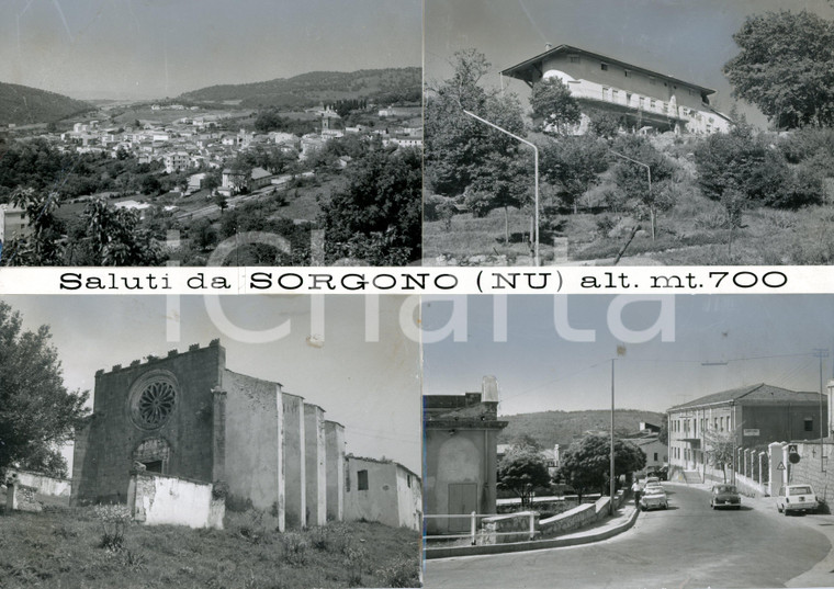 1960 ca SORGONO (NU) Chiesa SAN MAURO *Bozzetto per cartolina 30x21 DANNEGGIATO