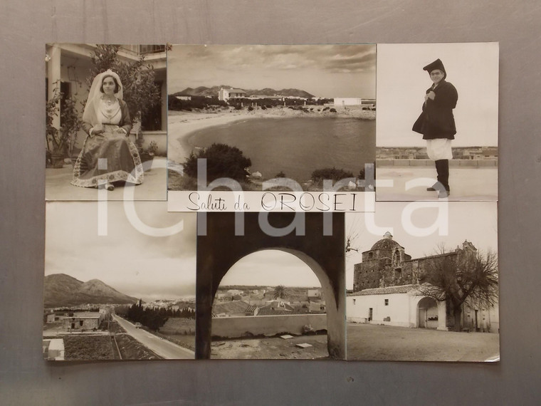 1960 ca OROSEI (NU) Coppia di giovani in abito tipico *Bozzetto cartolina 45x30