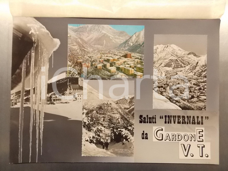 1960 ca GARDONE VAL TROMPIA (BS) Panorama innevato *Bozzetto per cartolina 40x27