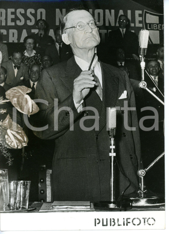 1954 NAPOLI Congresso DC - Discorso di Alcide DE GASPERI - Fotografia 13x18 cm