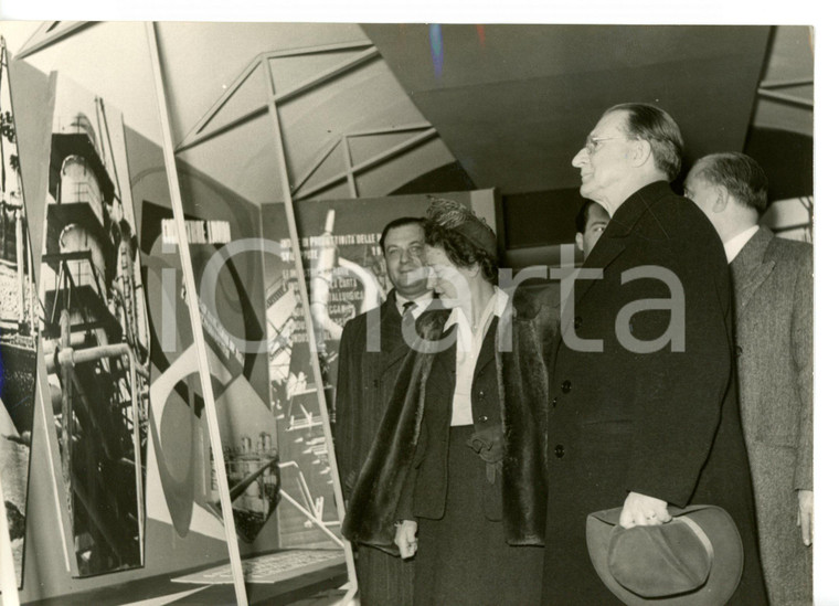 1953 ROMA Alcide DE GASPERI durante inaugurazione del Treno della Rinascita FOTO