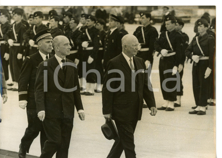 1960 AEROPORTO DI PARIS-ORLY Dwight EISENHOWER con Robert LECOURT *Foto 18x13 cm