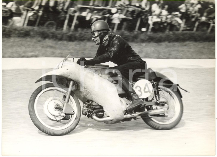 1953 MONZA GP DELLE NAZIONI Enrico LORENZETTI su MOTO GUZZI - Curva del Porfido