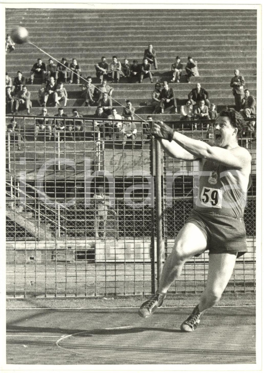 1956 FIRENZE ATLETICA Lancio del martello - Guy HUSSON al meeting Italia-Francia