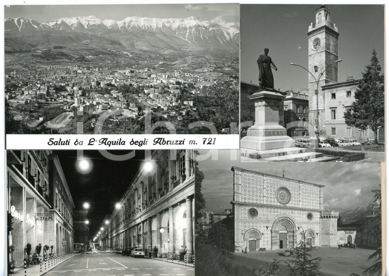 1970 ca L'AQUILA Piazza del Palazzo - Vedutine *Bozzetto per cartolina 22x16 cm
