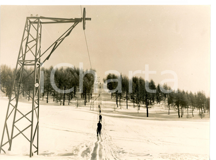1940 ca SESTRIERE Pista da fondo - Sciatori alla partenza *Foto 24x18 cm