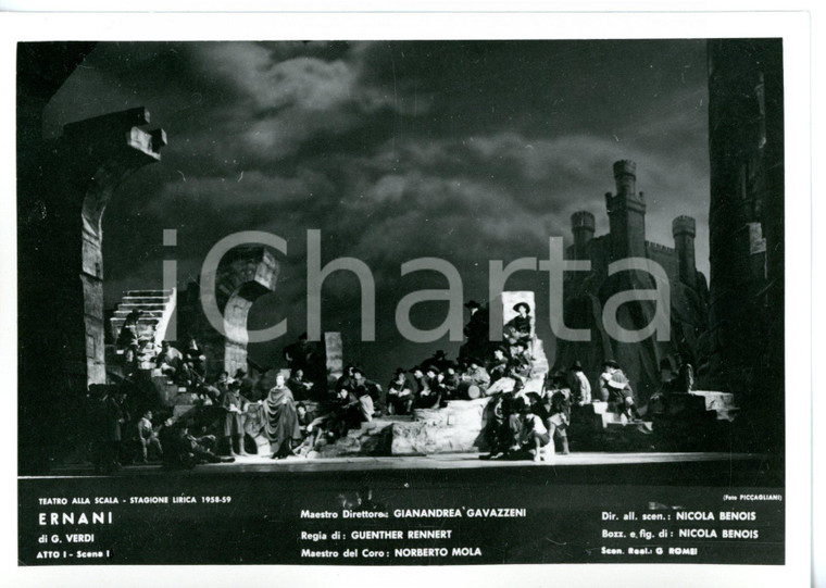 1958 MILANO Teatro alla SCALA "Ernani" Atto I - Scene N. BENOIS *Foto seriale